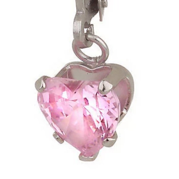 QVC Epiphany Platinum Clad Diamonique Pink Heart Drop Earrings  0376 - Picture 2 of 3